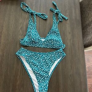 Green floral bathing suit